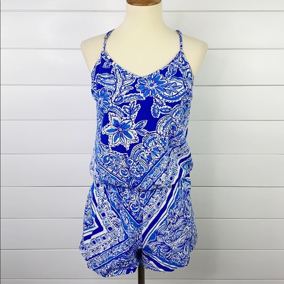 LILLY PULITZER Dusk Romper Blue Crush *No Belt* - Picture 2 of 13